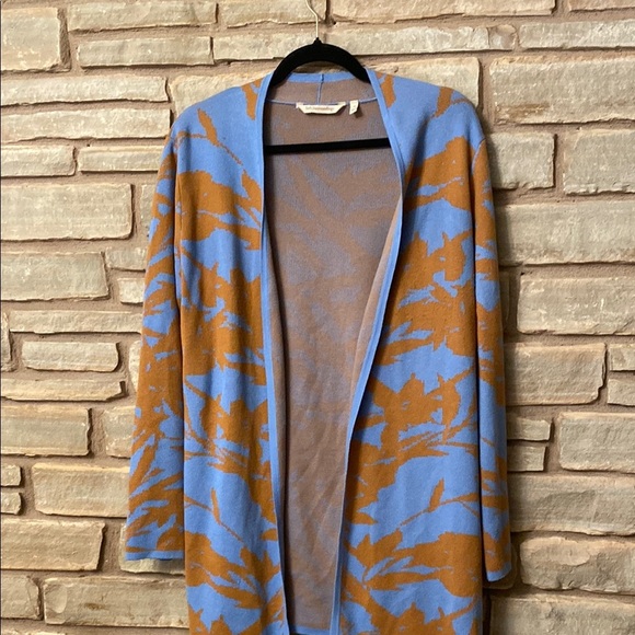 Soft Surroundings Long Sleeve Open Front Cardigan Women's Brown Blue Size M - Picture 4 of 10
